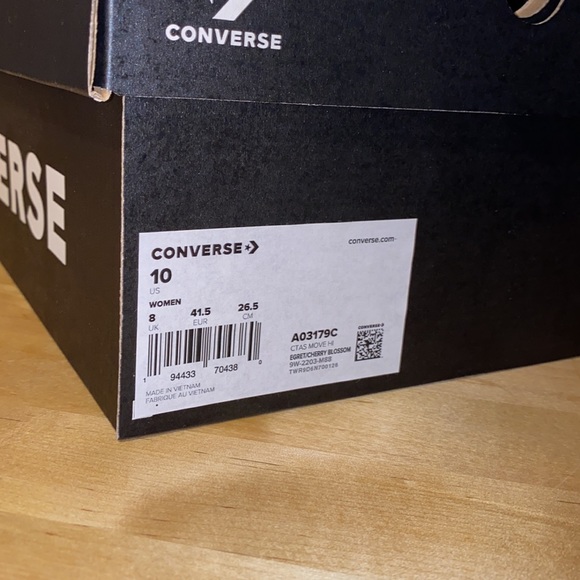 BLACK FRI SALE 🍑PEACH PATTERN! egret converse hi top cherry women 10 shoe platf - Picture 6 of 10